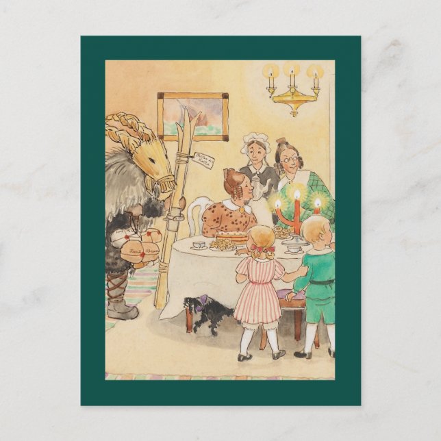 Cartes Pour Fêtes Annuelles Jul Goat à la table de Noël (Devant)