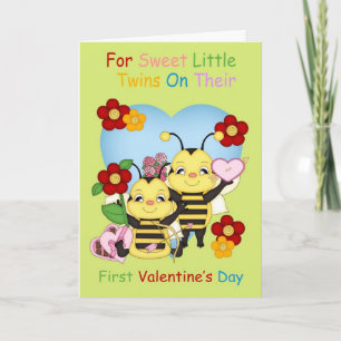 Cartes Pour Fêtes Annuelles Jumeaux Première Saint-Valentin avec les petites a