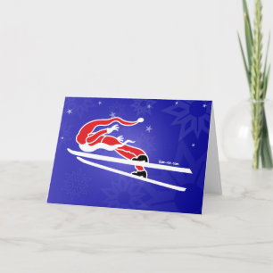 Cartes Pour Fêtes Annuelles Jumping de ski de Santa Goes !