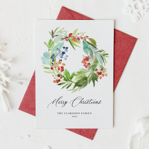 Cartes Pour Fêtes Annuelles Juniper et Holly Wreath Noël