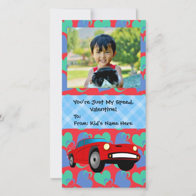 Cartes Pour Fêtes Annuelles Juste ma vitesse, Race Car Boys Enfants Valentine (Devant)