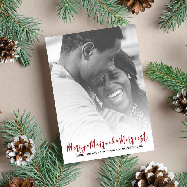 Cartes Pour Fêtes Annuelles Juste Marié Merest Noël Holiday Photo (Créateur téléchargé)