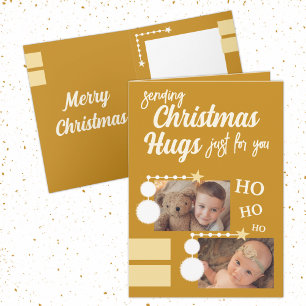 Cartes Pour Fêtes Annuelles Juste pour vous Noël étreintes photos or blanc