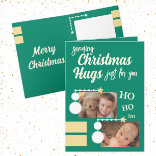 Cartes Pour Fêtes Annuelles Juste pour vous Noël étreintes photos vert blanc