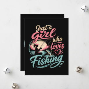Cartes Pour Fêtes Annuelles Juste Une Fille Qui Aime La Pêche