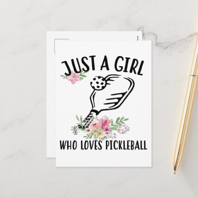 Cartes Pour Fêtes Annuelles Juste une fille qui aime Pickleball (Devant/Arrière en situation)
