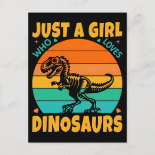Cartes Pour Fêtes Annuelles Juste Une Fille Rétro Qui Aime Les Dinosaures