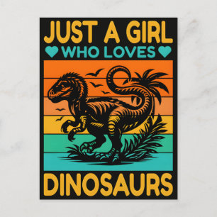 Cartes Pour Fêtes Annuelles Juste Une Fille Rétro Qui Aime Les Dinosaures