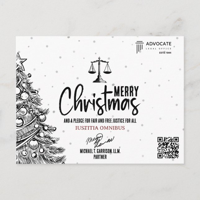 Cartes Pour Fêtes Annuelles Justice, droit, cabinet d'avocats et avocat aux cl (Devant)