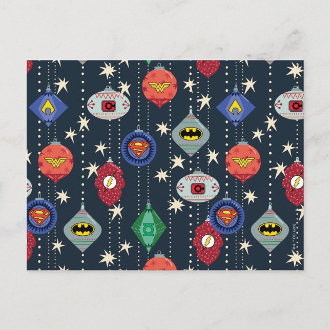 Cartes Pour Fêtes Annuelles Justice League Holiday Bauble Pattern (Devant)