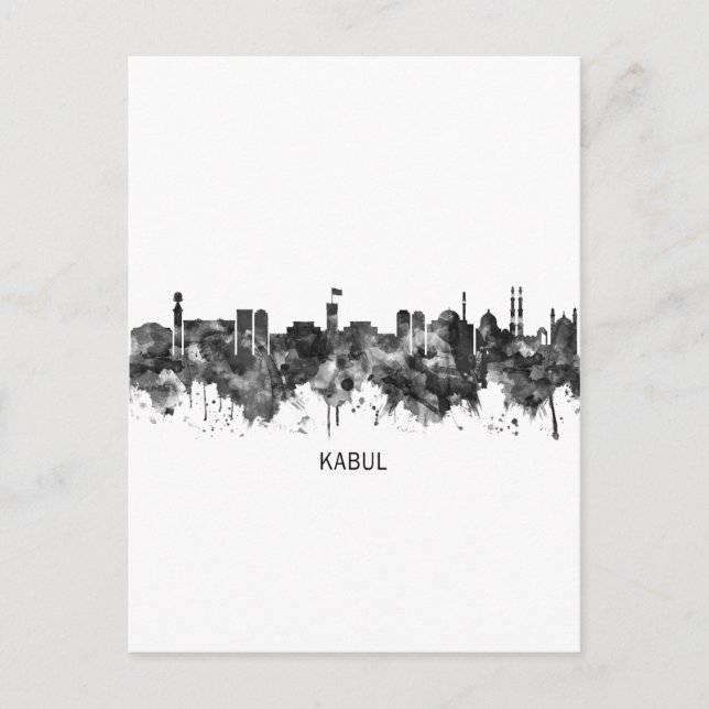 Cartes Pour Fêtes Annuelles Kaboul Afghanistan Skyline BW (Devant)