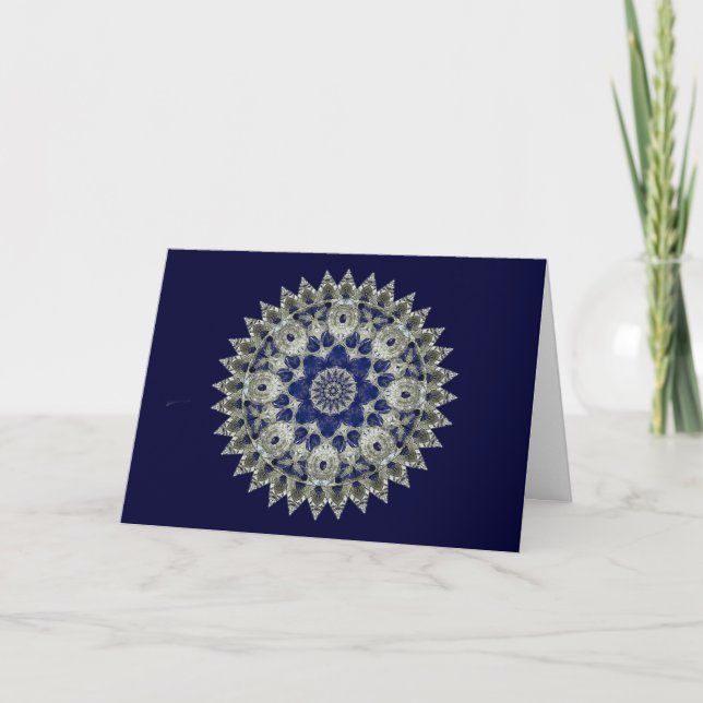 Cartes Pour Fêtes Annuelles Kaléidoscope bleu de Hanoukka de diamant et de (Devant)