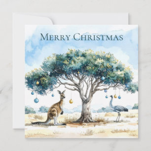 Cartes Pour Fêtes Annuelles Kangaroo et Emu Christmas Gumtree Baubles
