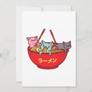 Cartes Pour Fêtes Annuelles Kawaii Anime Chat Funny Adorable Ramen Japonais