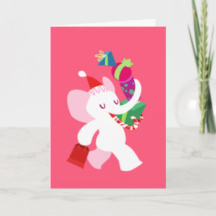 Cartes Pour Fêtes Annuelles Kawaii Cartoon X mas White Elephant