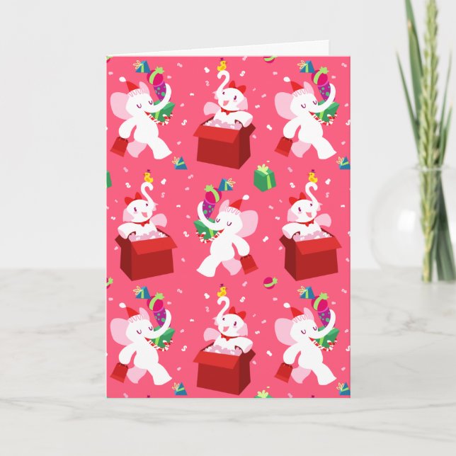 Cartes Pour Fêtes Annuelles Kawaii Cartoon X mas White Elephant (Devant)