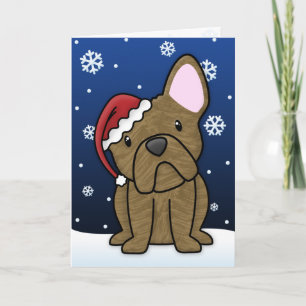 Cartes Pour Fêtes Annuelles Kawaii French Bulldog Christmas Card (Brindle)
