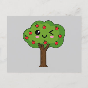 Cartes Pour Fêtes Annuelles Kawaii Joyeux Pommier À Voie