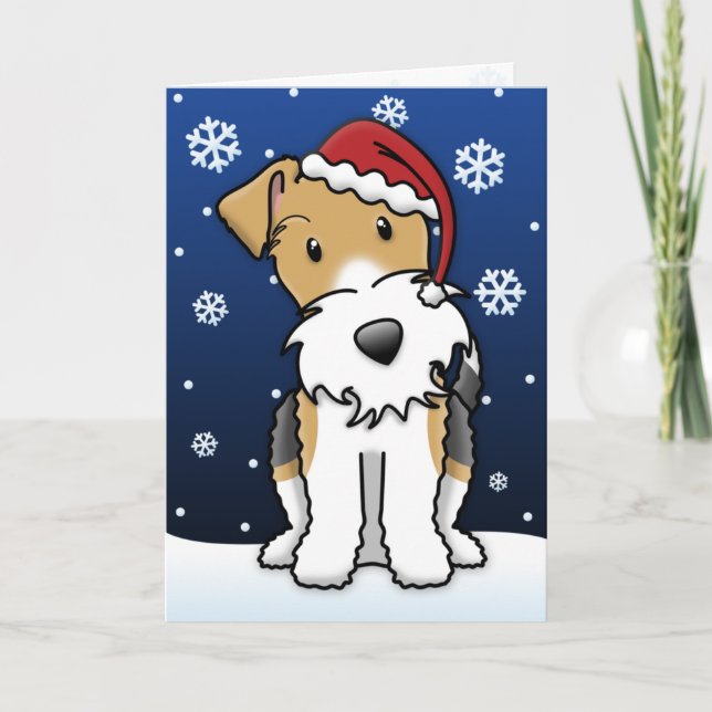 Cartes Pour Fêtes Annuelles Kawaii Wire Fox Terrier Christmas Card (Devant)