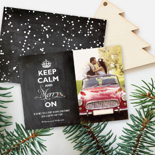Cartes Pour Fêtes Annuelles Keep Calm And Merry On Chalkboard Funny Holiday