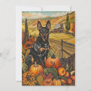 Cartes Pour Fêtes Annuelles Kelpie Chien australien récolte d'automne Thankgiv