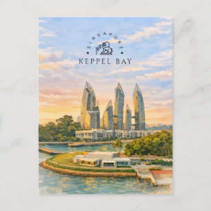 Cartes Pour Fêtes Annuelles Keppel Bay Singapour   Paysage à l'aquarelle