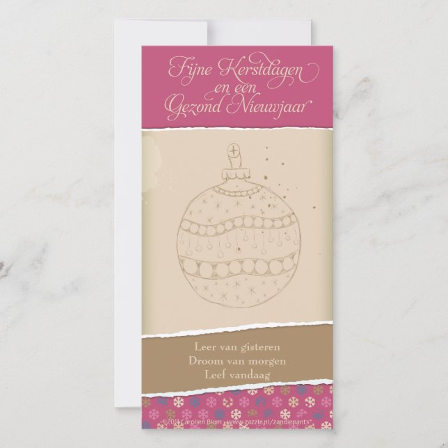 Cartes Pour Fêtes Annuelles Kerstkaart a rencontré kerstbal (Devant)