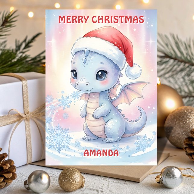 Cartes Pour Fêtes Annuelles Kids Christmas Baby Dragon Snowflakes (Créateur téléchargé)