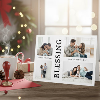 Cartes Pour Fêtes Annuelles Kid's First Christmas Family Photo Script 