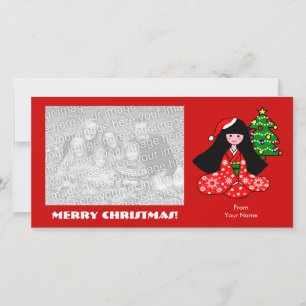 Cartes Pour Fêtes Annuelles Kimono Girl Cartoon de Noël Illustration