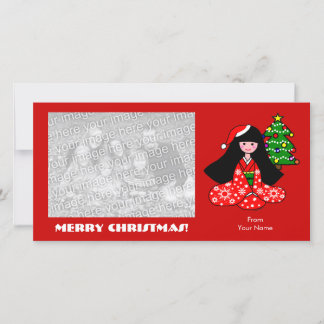 Cartes Pour Fêtes Annuelles Kimono Girl Cartoon de Noël Illustration