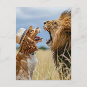 Cartes Pour Fêtes Annuelles King Charles Cocker Spaniel avec Lion