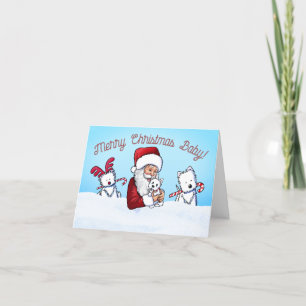 Cartes Pour Fêtes Annuelles KiniArt Westie et Père Noël Notes de Noël