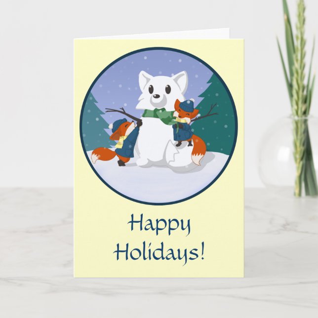 Cartes Pour Fêtes Annuelles Kitsune Snow Day (Devant)