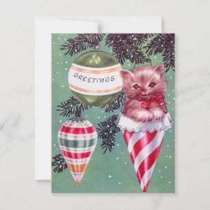 Cartes Pour Fêtes Annuelles Kitten Dans L'Arbre De Noël
