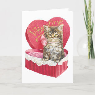 Cartes Pour Fêtes Annuelles Kitten de la Saint-Valentin vintage,