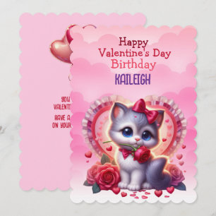 Cartes Pour Fêtes Annuelles Kitten Heart Anniversaire Saint-Valentin