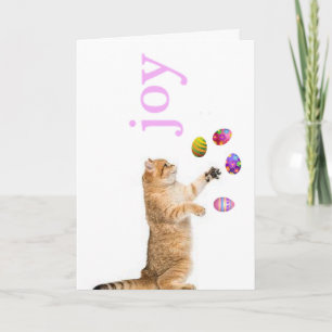 Cartes Pour Fêtes Annuelles Kitten jongles oeufs de Pâques