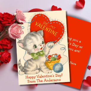 Cartes Pour Fêtes Annuelles Kitten vintage Avec Fil Personnalisé Valentines Ré