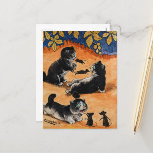 Cartes Pour Fêtes Annuelles Kittens et Mice's Playtime de Louis Wain