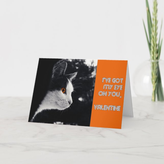 Cartes Pour Fêtes Annuelles kitty a l'oeil sur toi, valentine moderne (Devant)