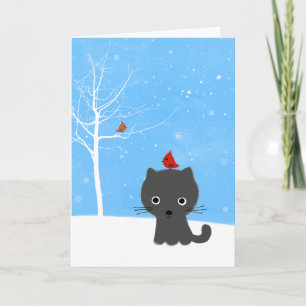 Cartes Pour Fêtes Annuelles Kitty et amis d'oiseau