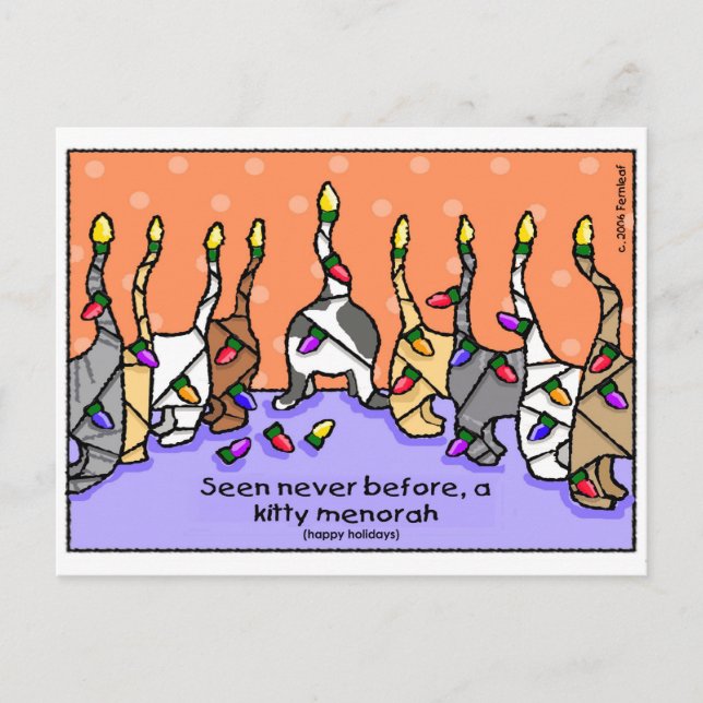 Cartes Pour Fêtes Annuelles Kitty Menorah, Joyeuses Fêtes ! (Devant)