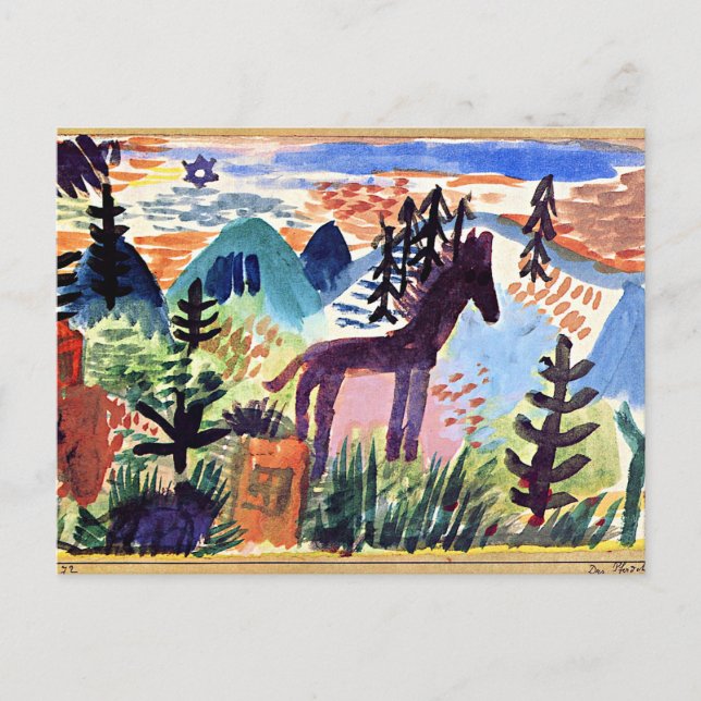 Cartes Pour Fêtes Annuelles Klee - Le Cheval, célèbre peinture (Devant)