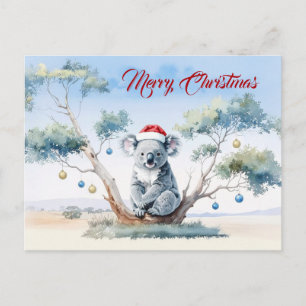 Cartes Pour Fêtes Annuelles Koala assis dans un eucalyptus Joyeux Noël
