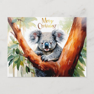 Cartes Pour Fêtes Annuelles Koala assise dans un gommier Joyeux Noël