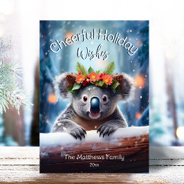 Cartes Pour Fêtes Annuelles Koala Bear Snowy Winter Forest Noël joyeux