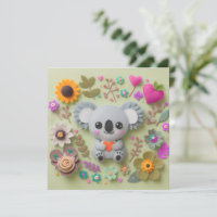 koala floral tenant un coeur
