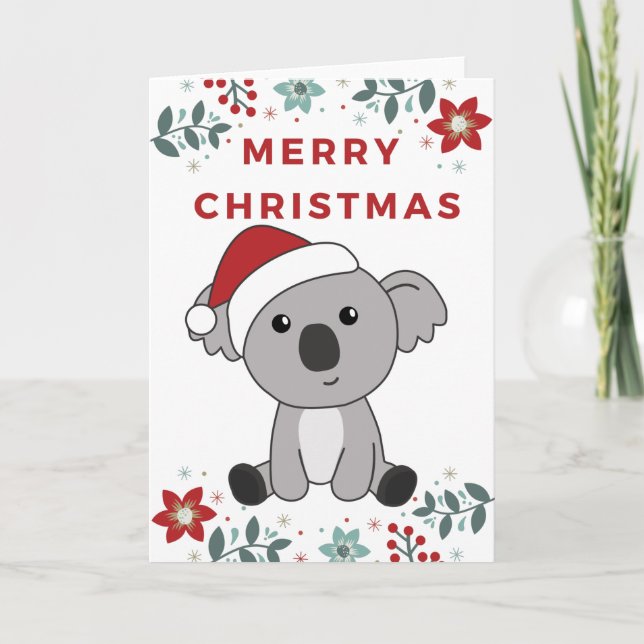 Cartes Pour Fêtes Annuelles Koala Noël Neige Hiver Animaux Koalas Fêtes (Devant)