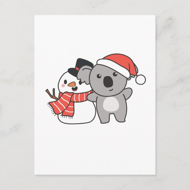 Cartes Pour Fêtes Annuelles Koala With Snowman (Devant)